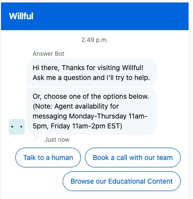 Willful.co Live Chat